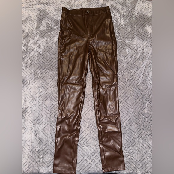 WetSeal Small High Rise Faux Leather Skinny Pants in Brown - Picture 2 of 6